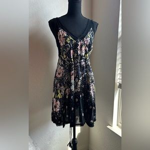 Free People Black Floral Mini Dress